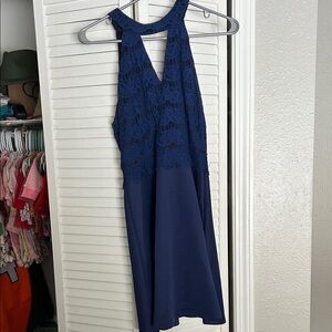 Francesca's Collections Navy Floral Lace Dress